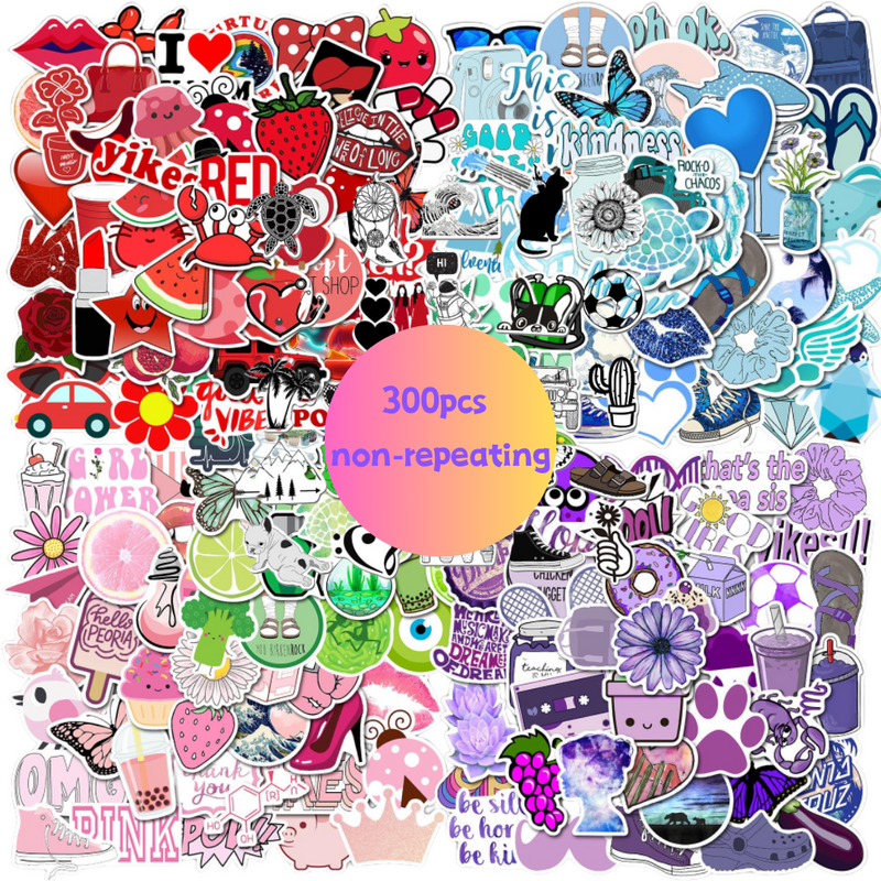 Water Proof Stickers 6packs Deal - 300 pcs non-repeating