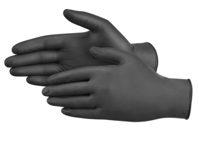 Powder-Free Black Industrial Nitrile Gloves Large - 100pcs/Box