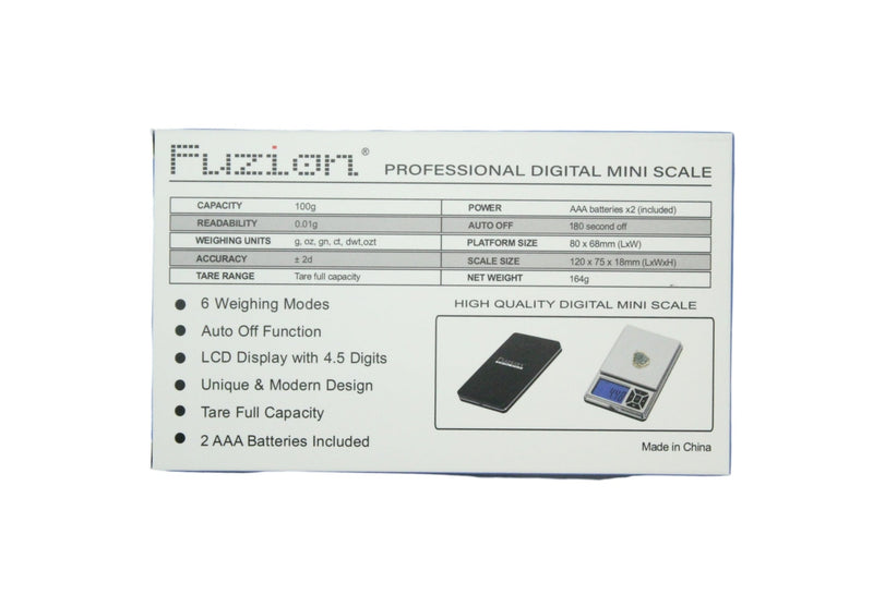 Fuzion KB-100 Professional Digital Mini Scale, 100 X 0.01G
