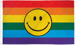 Rainbow with Smiley Face Flag - 3' x 5'