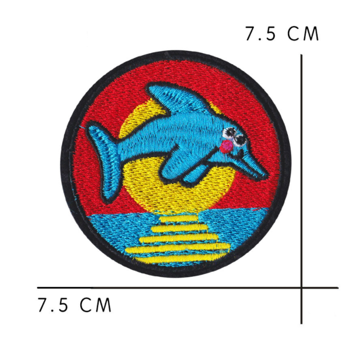 Dolphin Embroidery cloth sticker - 3” x 3"