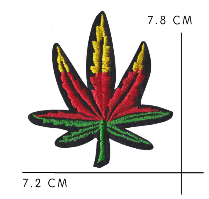 Rasta Leaf Embroidery cloth sticker - 3.1" x 2.8"