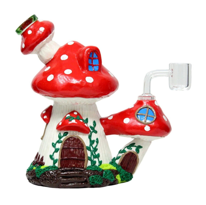 8" Red Mushroom House 3D Handcraft Dab Rig W/ Banger
