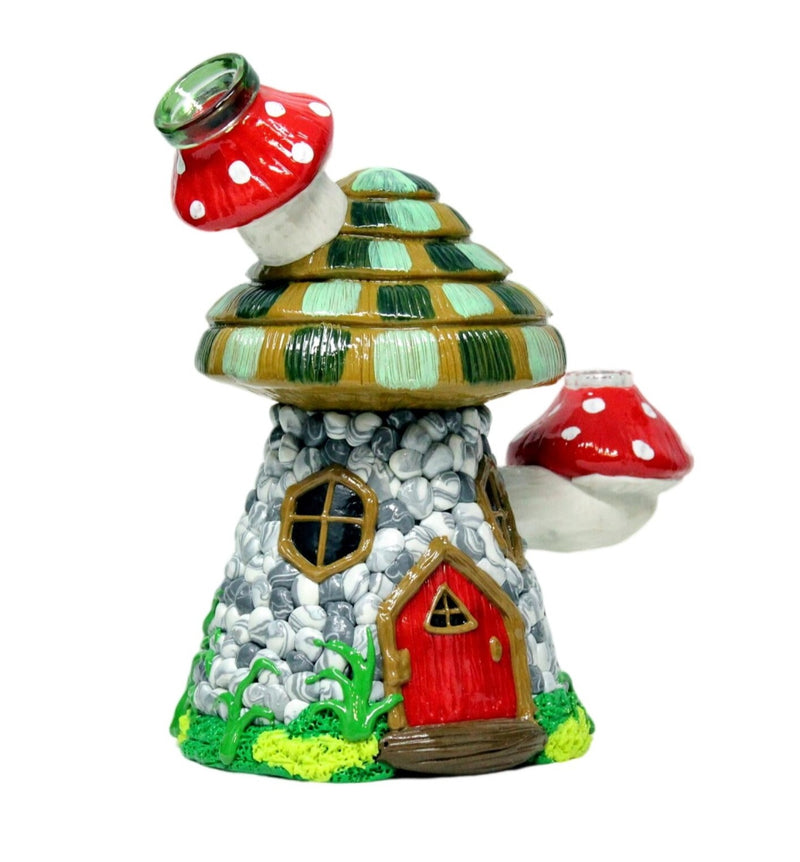 8" Green Mushroom House 3D Handcraft Dab Rig W/ Banger
