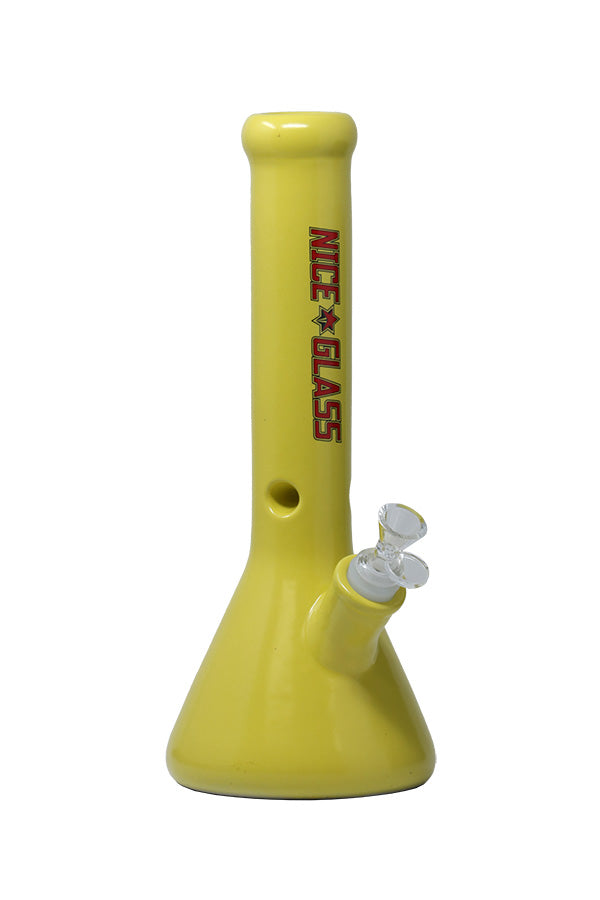 13" NICE GLASS Yellow Ceramic Beaker Bong