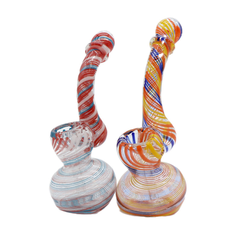 6" Stripe Bubbler, Small Hole - Assorted Colors