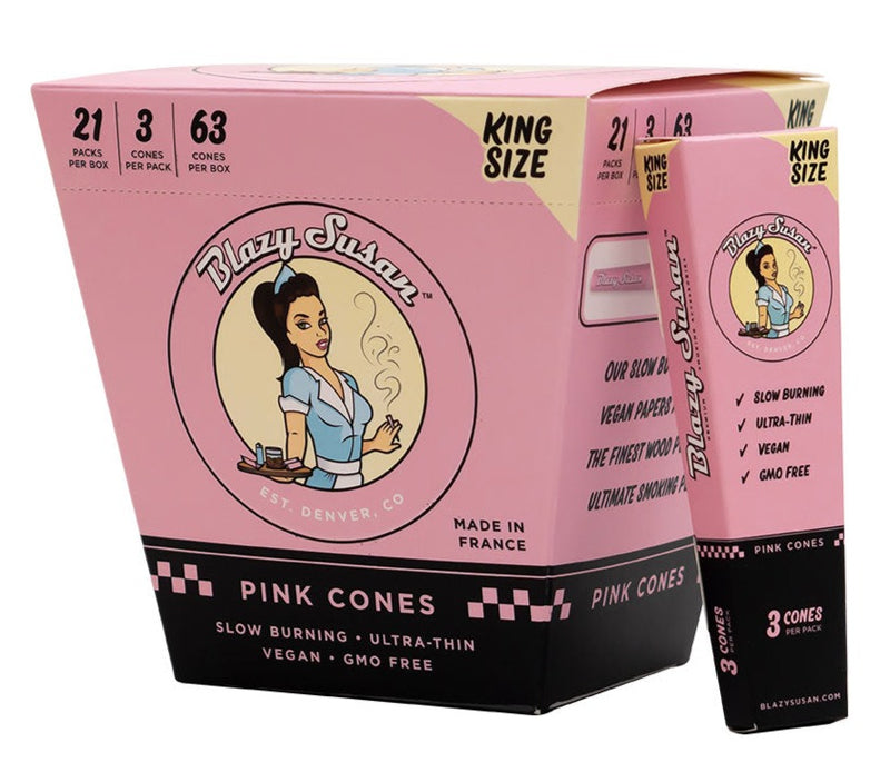 Blazy Susan King Size Pre-Rolled Pink Cones - 21Packs/Box