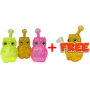 Buy 3 get 1 FREE - 6" Owl Glow Glass Water Pipe - Assorted Color