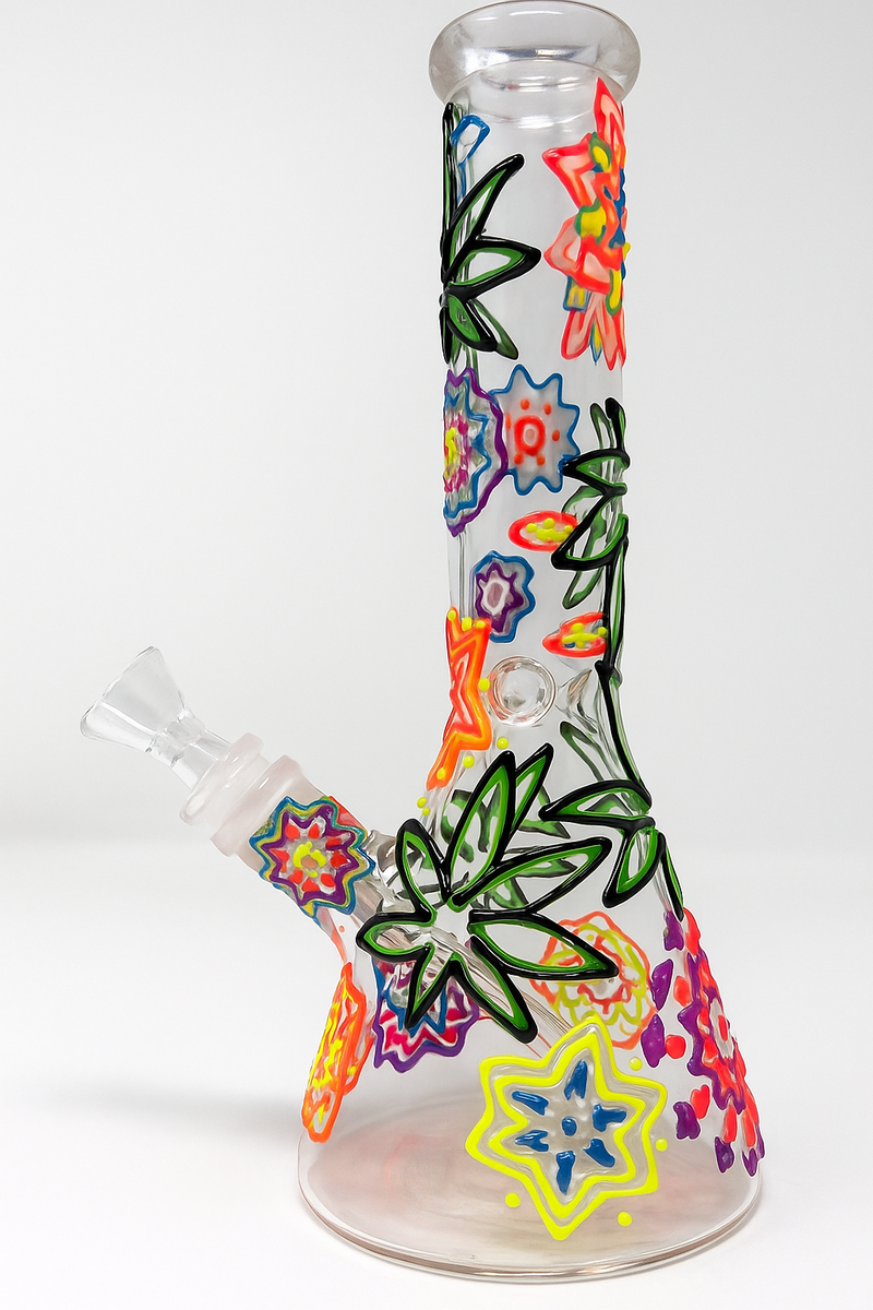 10" Neon Bloom Glow-in-the-Dark Beaker Bong