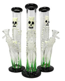 10" 3D Glow Skeleton Straight Glass Tube 💀✨🌿