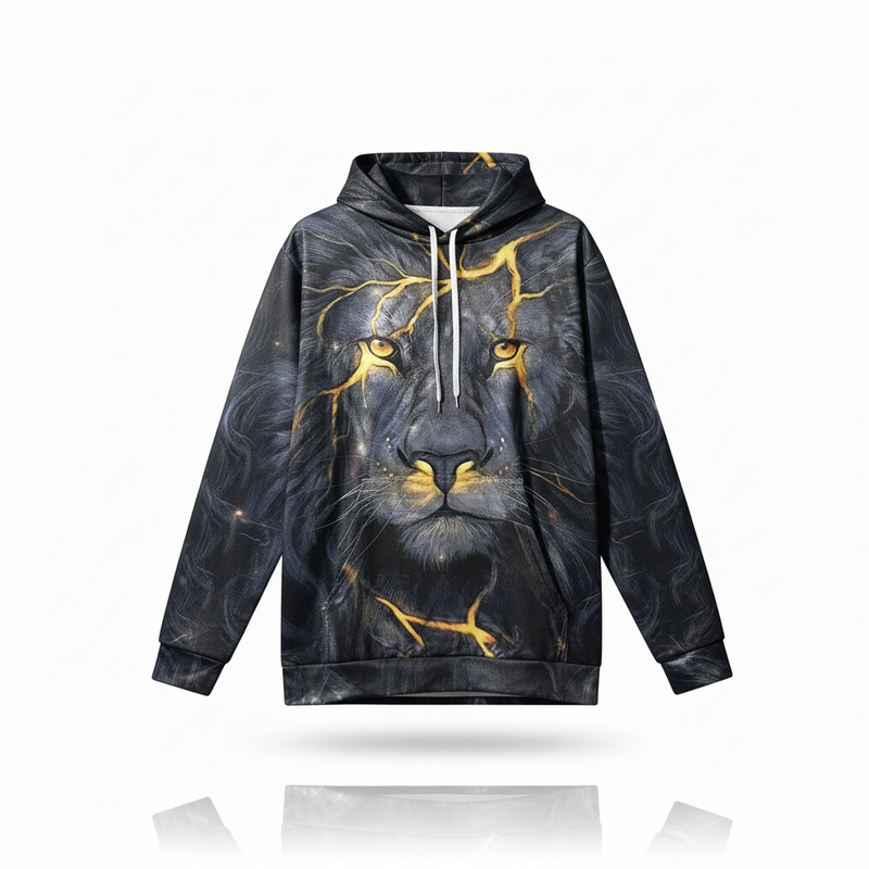 Unisex Graphic Streetwear 3D Hoodie - Golden Strike Alpha Lion
