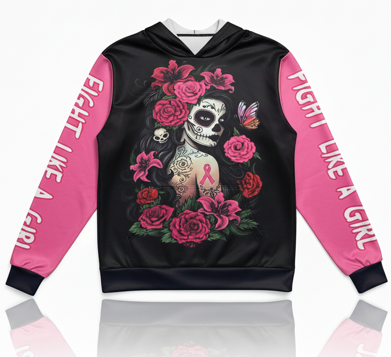 Unisex Graphic Streetwear 3D Hoodie - Fight Like a Girl Rose Warrior