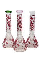 10" Love & Kisses Glass Beaker Water Pipe - Assorted color