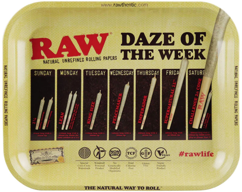 Raw Metal Rolling Trays- Daze of the Week Designs