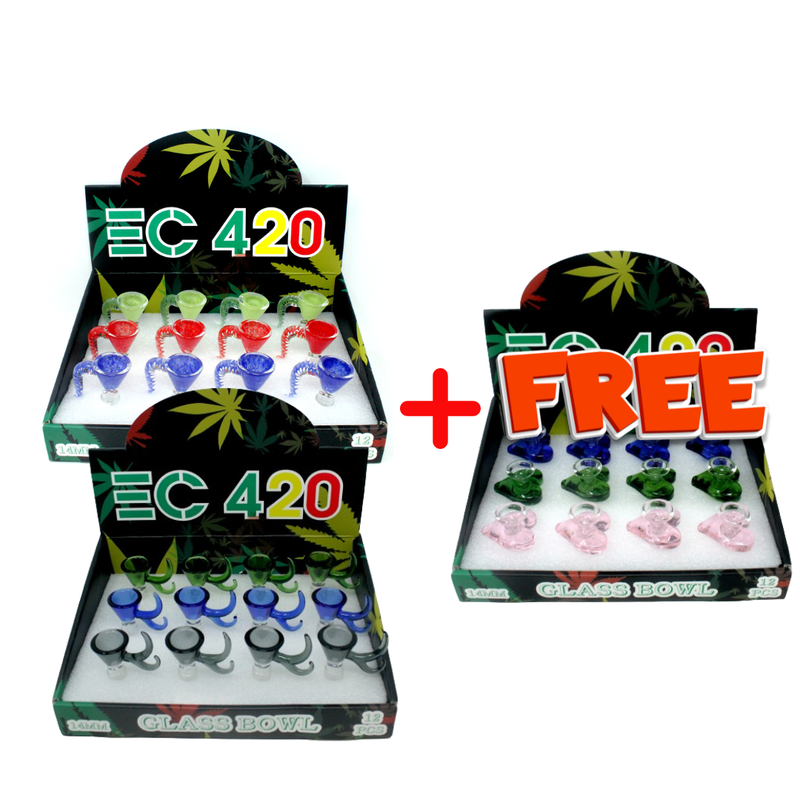 Buy 2 get 1 FREE - EC420 14mm Male Glass Bowl Tray with FREE Heart Bowl Tray