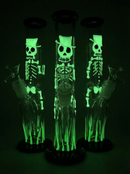 10" 3D Glow Skeleton Straight Glass Tube 💀✨🌿
