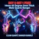 🔥Bundle Deal - Buy 2 get 1 FREE - 14mm 45 Degree 2mm Thick Male Quartz Banger