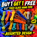 🔥Bundle Deal - Buy 1 get 1 FREE - 4.5" Heavy Glass Hand Pipe - Assorted Colour