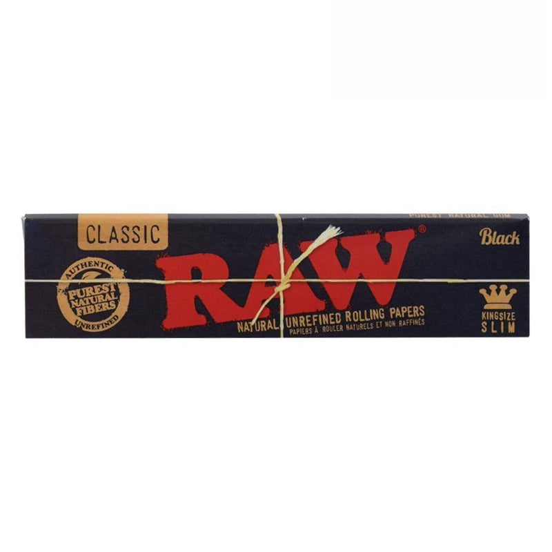RAW Black King Size Slim Rolling Papers - 32 Packs/Box