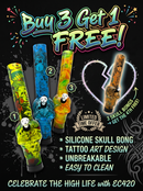 🔥Bundle Deal - Buy 3 Get 1 FREE - 10" Graphic Series, Skull Fusion Acrylic Water Pipe - Assorted color