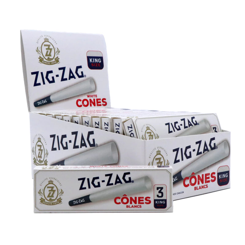 Zig Zag White King Size Pre-rolled Cones - 24 Packs/Box