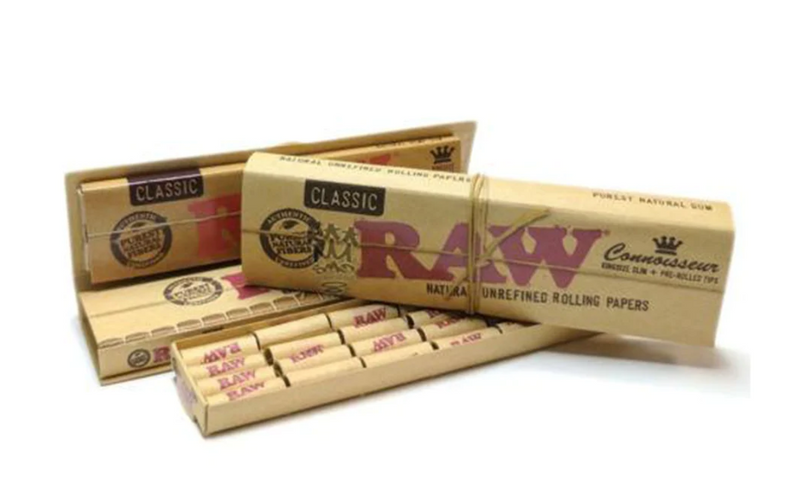 RAW Connoisseur King Size Slim Rolling Papers w/ Pre-rolled Tips - 24 Packs/Box