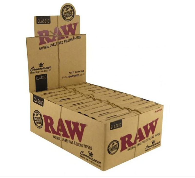 RAW Connoisseur King Size Slim Rolling Papers w/ Pre-rolled Tips - 24 Packs/Box