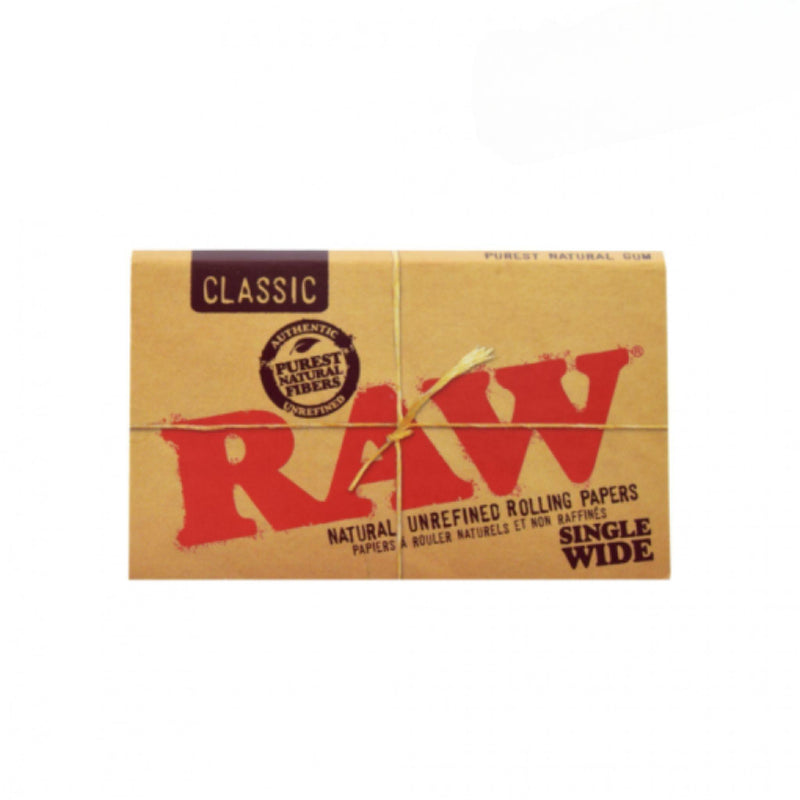 RAW Classic Single Wide Double Window Rolling Papers - 25 Packs/Box