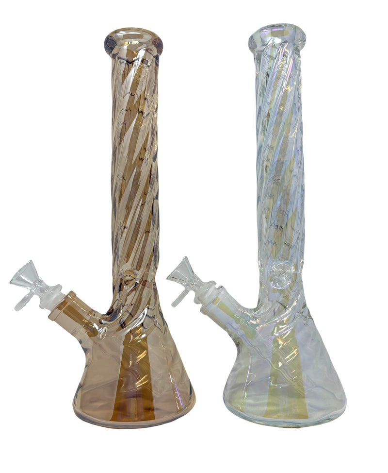 12" Twisted Iridescent Metallic Beaker Bong Assorted Designs