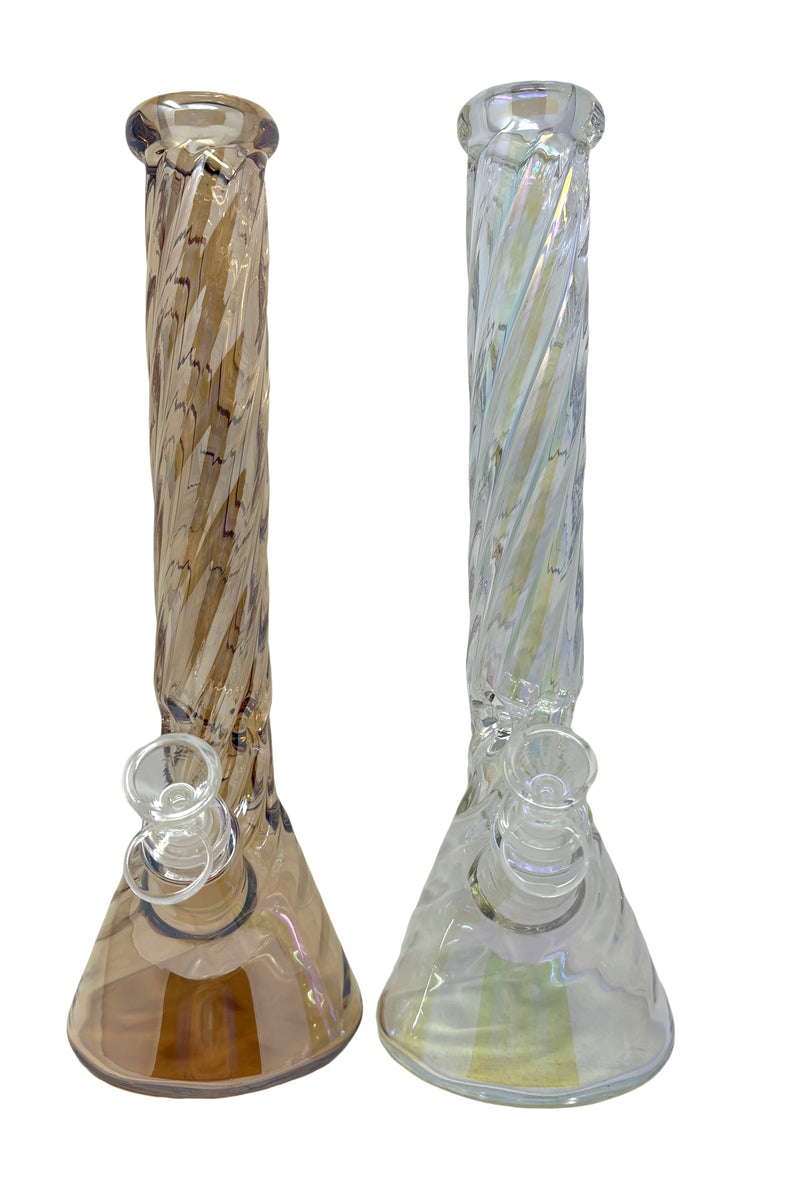 12" Twisted Iridescent Metallic Beaker Bong Assorted Designs