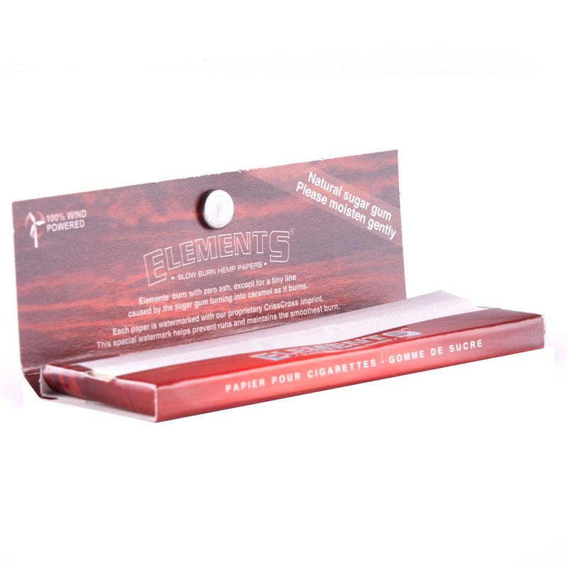 Elements Red 1 1/4 Rolling Papers with Magnetic Closure - 25 Packs/Box