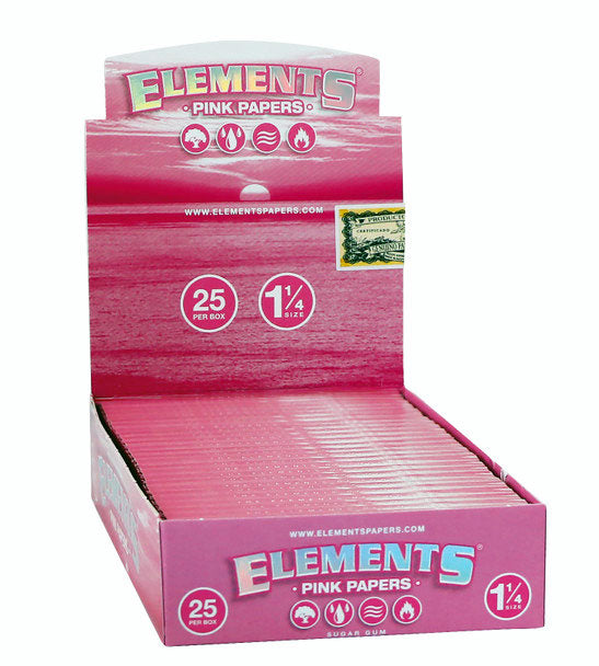 Elements Pink 1 1/4 Rolling Papers with Magnetic Closure - 25 Packs/Box