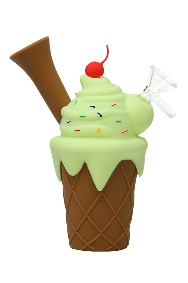 6" Silicone Water Pipe Ice Cream Cone Shaped - Assorted Color