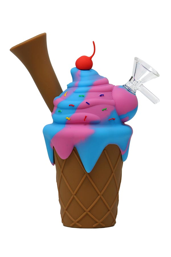 6" Silicone Water Pipe Ice Cream Cone Shaped - Assorted Color
