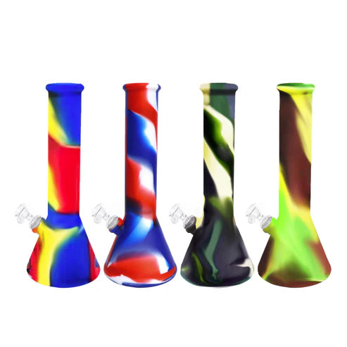12" Silicone Water Pipe with Beaker Base - Assorted Color