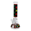 14" 7mm Rasta Leaf Design Beaker