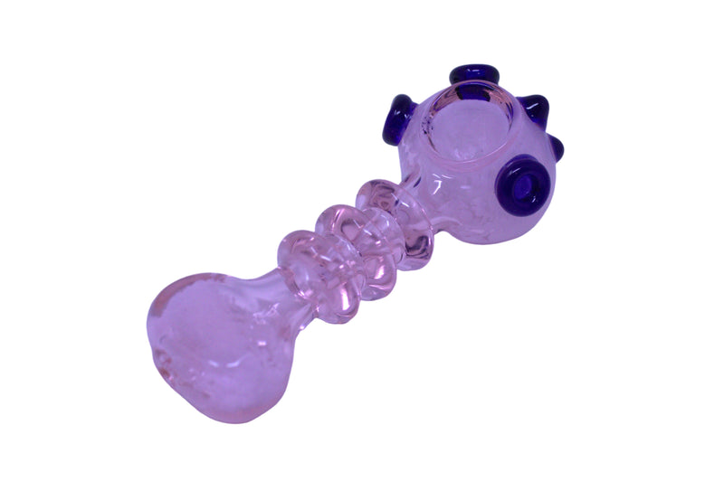 4.5" Triple Rimmed Frit Head Heavy Glass Hand Pipe