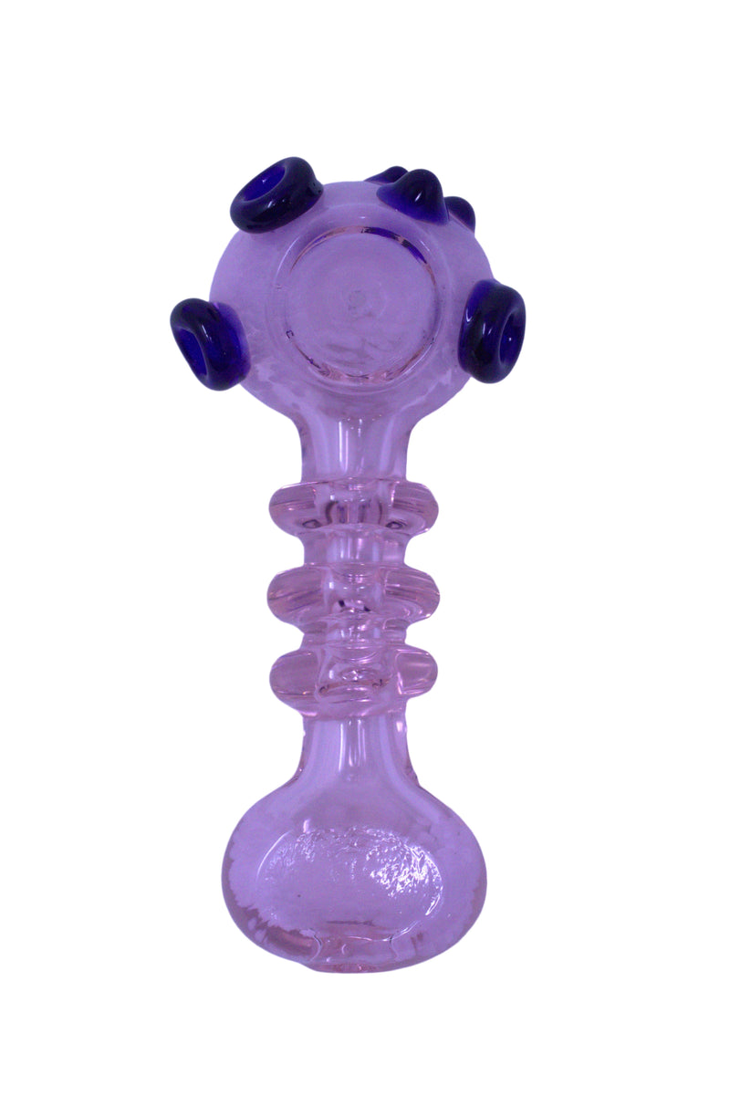 4.5" Triple Rimmed Frit Head Heavy Glass Hand Pipe