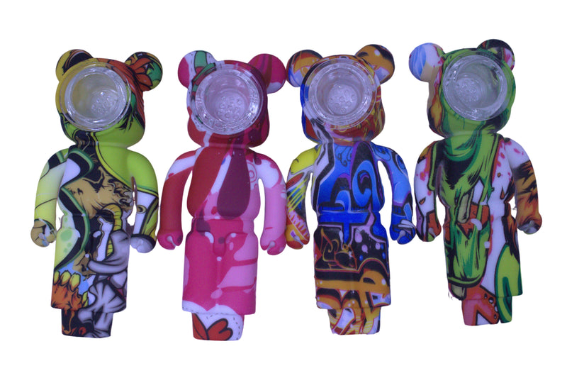 4.5" Kaws Bear Silicone Hand Pipe - Assorted Colour