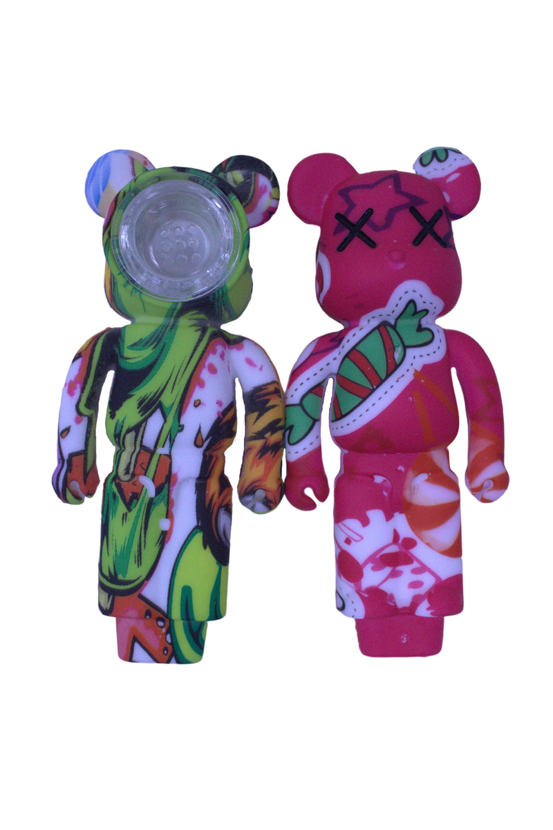 4.5" Kaws Bear Silicone Hand Pipe - Assorted Colour