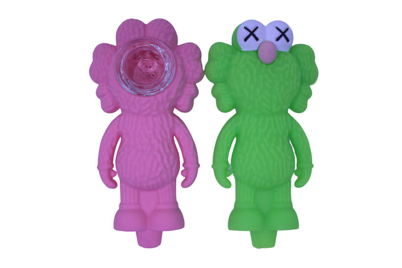 4.5" Kaws Elmo Silicone Hand Pipe - Assorted Colour