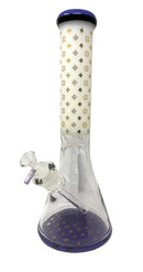 14" Glass Beaker LV Pattern Bong - Assorted Colors