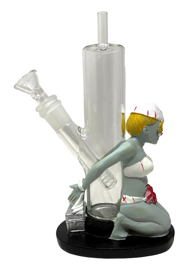 8" Zombie Nurse Glass Bong