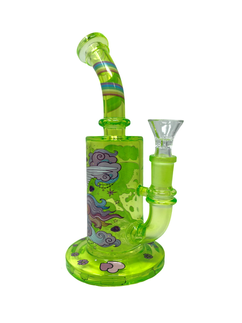 8" Neon Dream Pegasus Glass Water Pipe - Assorted design