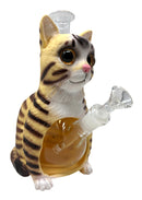9" Silicone cat-shaped glass water pipe