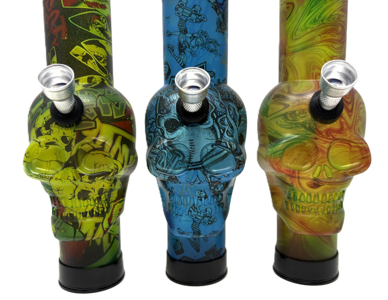 10" Graphic Series, Skull Fusion Acrylic Water Pipe - Assorted color