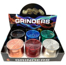 63mm Maze-Top 4-Piece Metal Herb Grinder 6pcs set – Assorted Colors