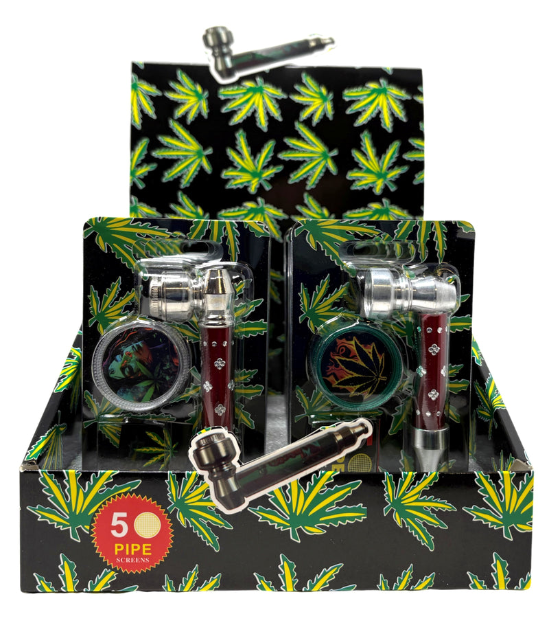 4" Metal Chamber Pipe w/ Screen/ Grinder - 12Pcs/Display