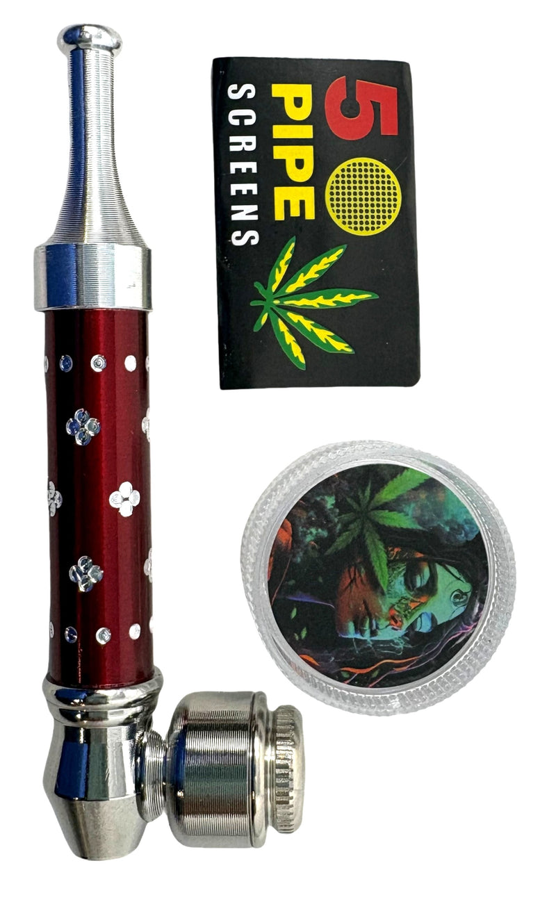 4" Metal Chamber Pipe w/ Screen/ Grinder - 12Pcs/Display