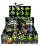 4" Holographic Spiral Metal Pipe w/ Screen/ Grinder - 12Pcs/Display - Assorted deigns